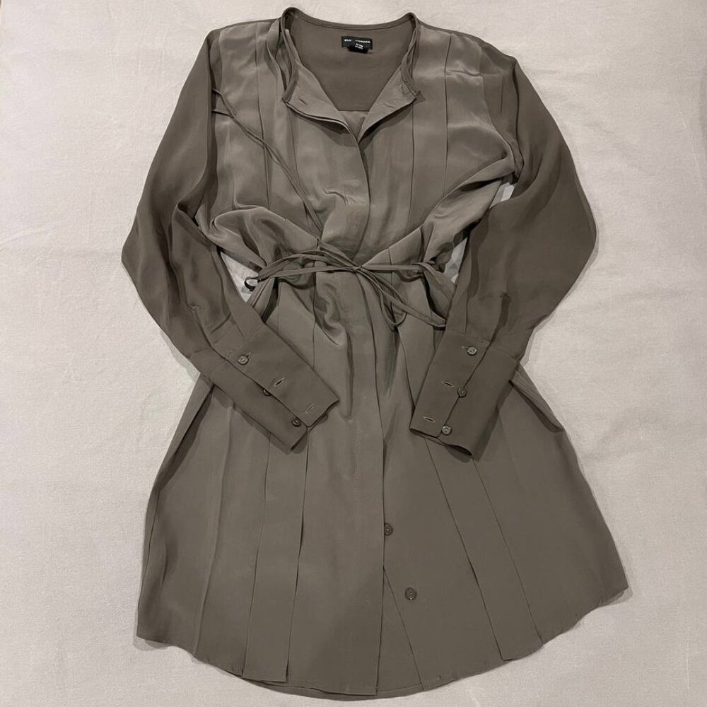 100% Silk Club Monaco Sheer Play Shirt Dress
